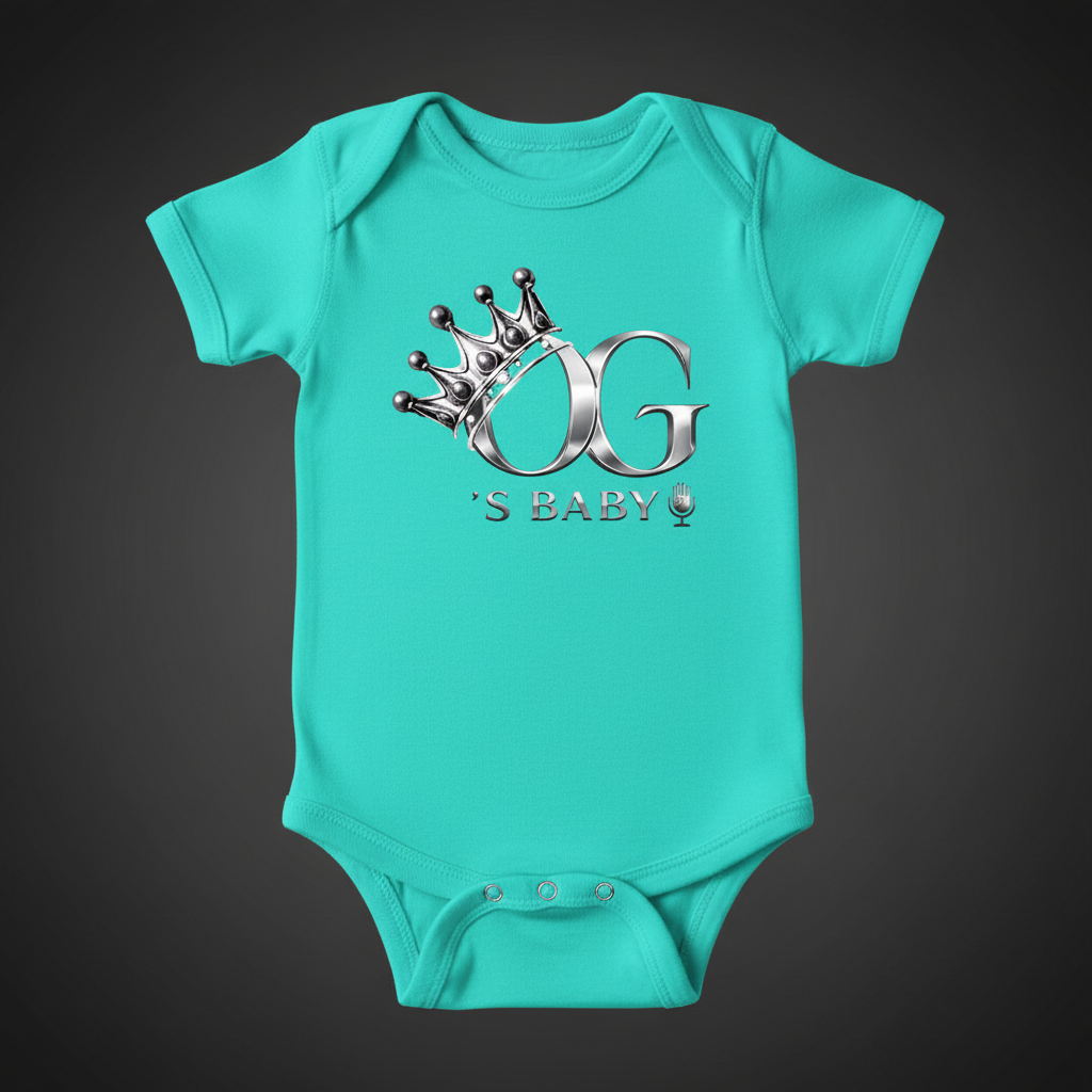Script OgsBaby Onesie - Neon Turquoise