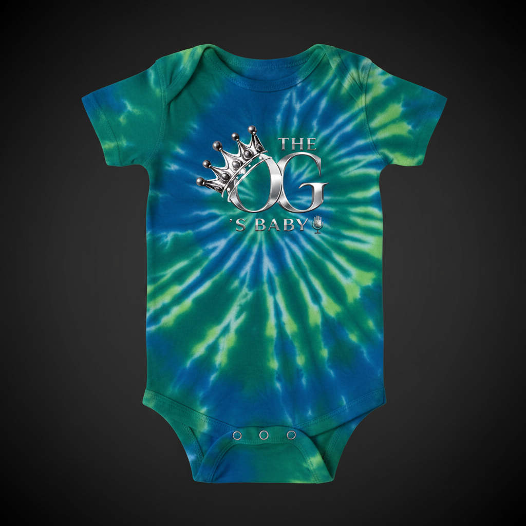 Script OgsBaby Onesie - Tie-Dye Blue Green